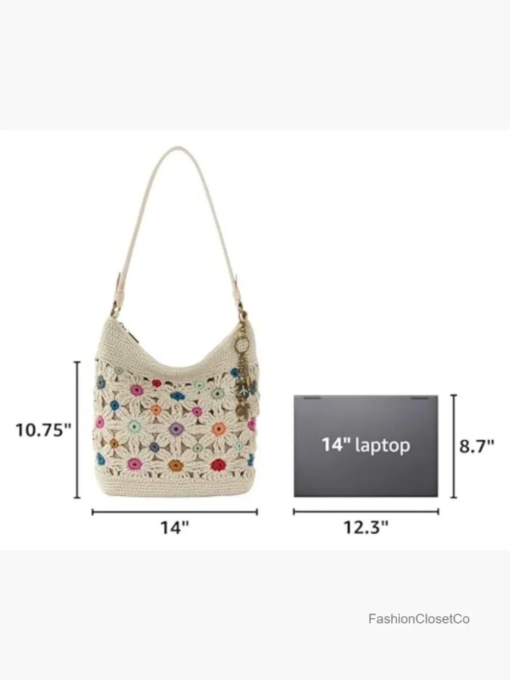 Hand Crochet Large Hobo Bag with Zipper Pocket - Durable Travel Handbag
